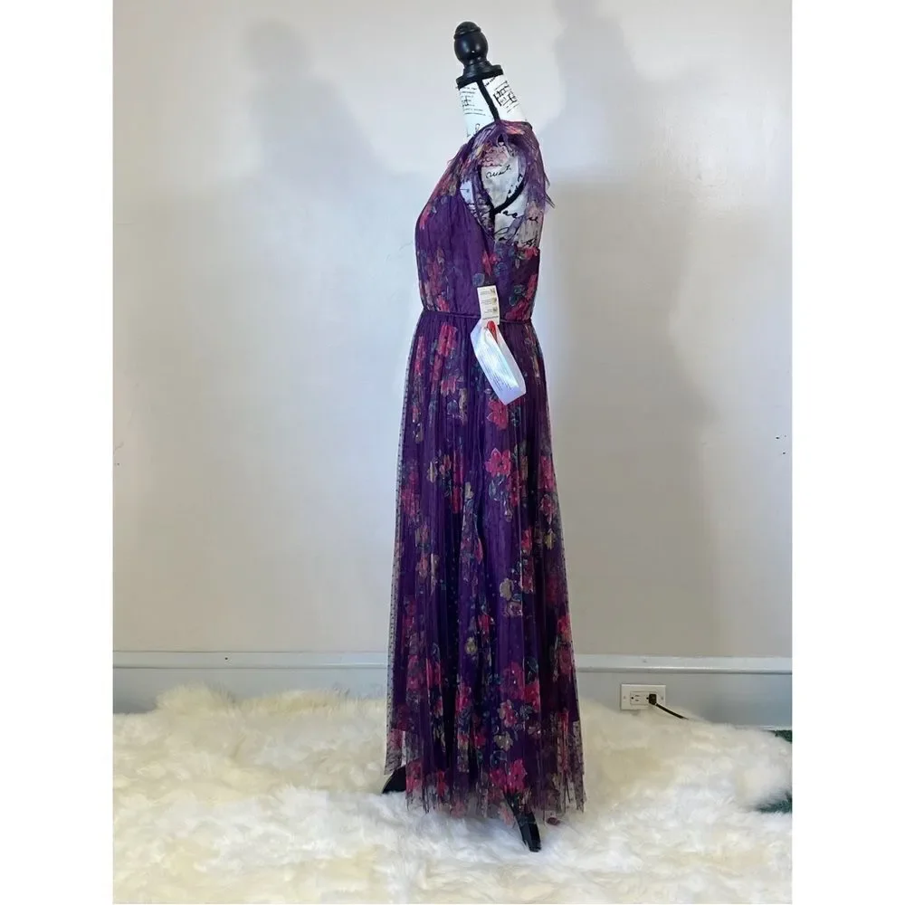 Mac Duggal Ieena Cap Sleeve Floral A-Line Dress size 2
